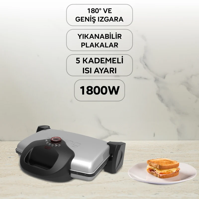 CN-P637Y Grillmax Izgara Ve Tost Makinesi-Gümüş