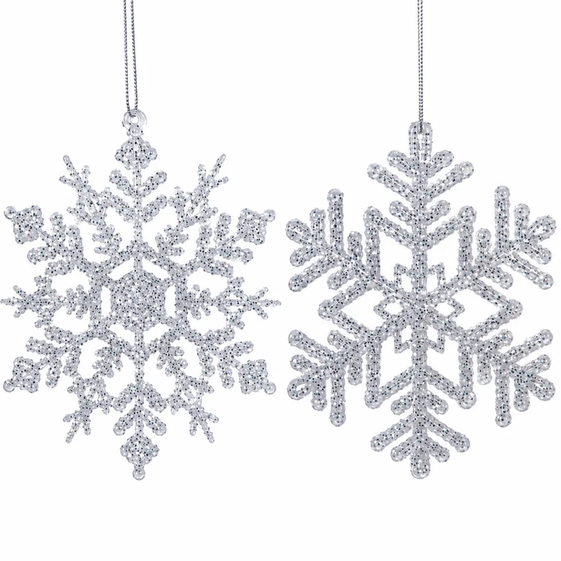 Fiocco di Neve Glitter Acrilico H.12 cm Trasparente/Silver | Kaemingk