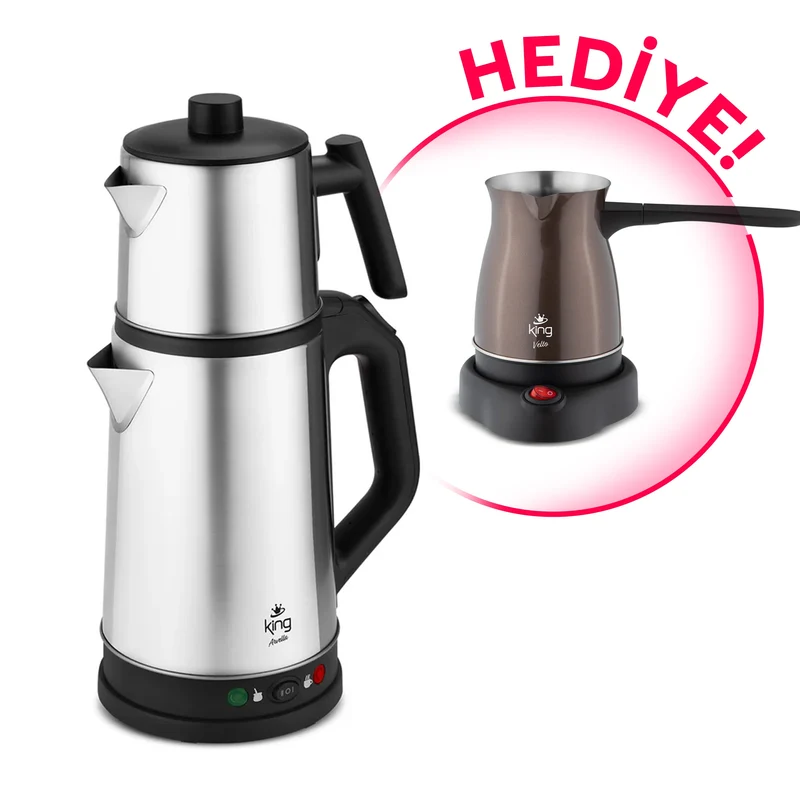 CN-K736 ARVELLA ÇAY MAKİNESİ+HEDİYE KING VELTO K3501 TÜRK KAHVE MAKİNESİ