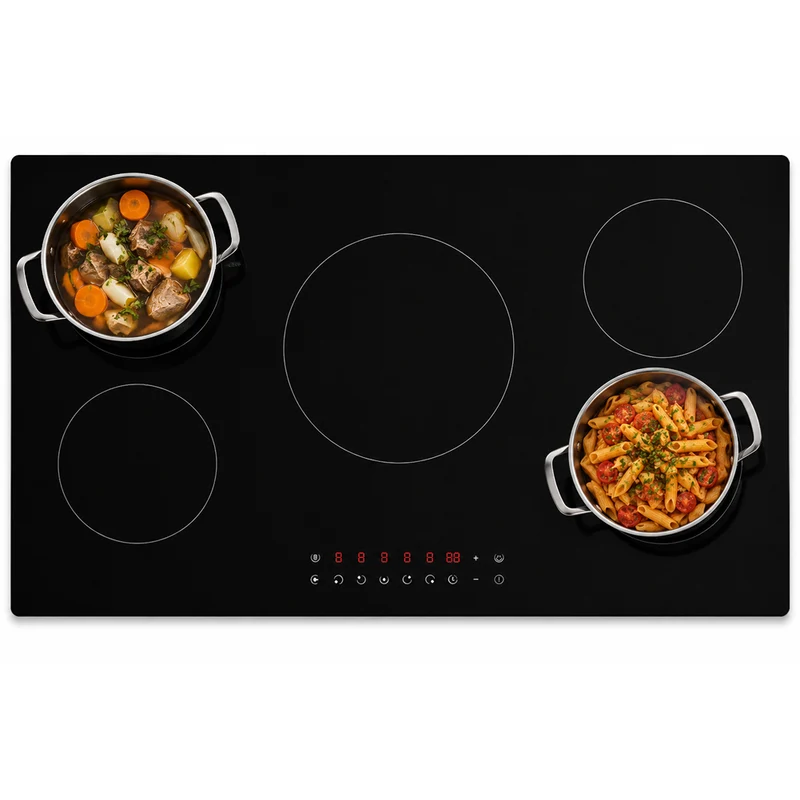 Piano Cottura a Induzione 90 cm in Vetroceramica Nero Controllo Touch 5 Fornelli