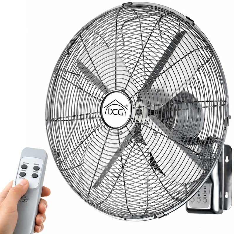 Ventilatore da Parete in Acciaio con 4 Pale e Telecomando 60W con Oscillazione