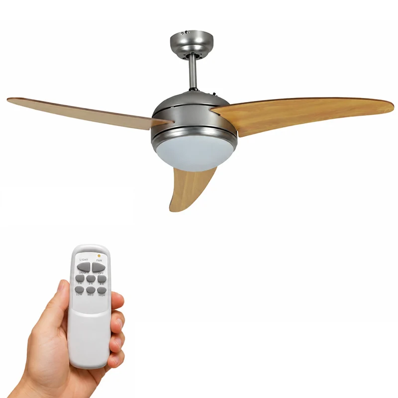 Ventilatore A Soffitto Con 3 Pale In Legno 3 Velocita Con Luce e Telecomando DCG