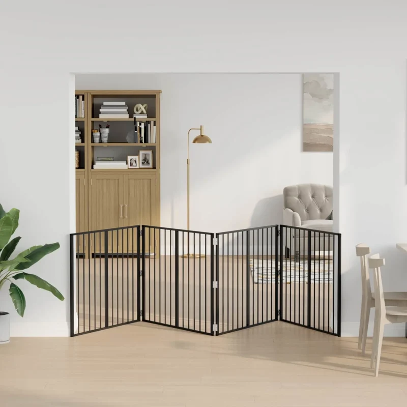 Cancello per cani 4 pz Nero 100 x 80 cm Acciaio zincato 891993