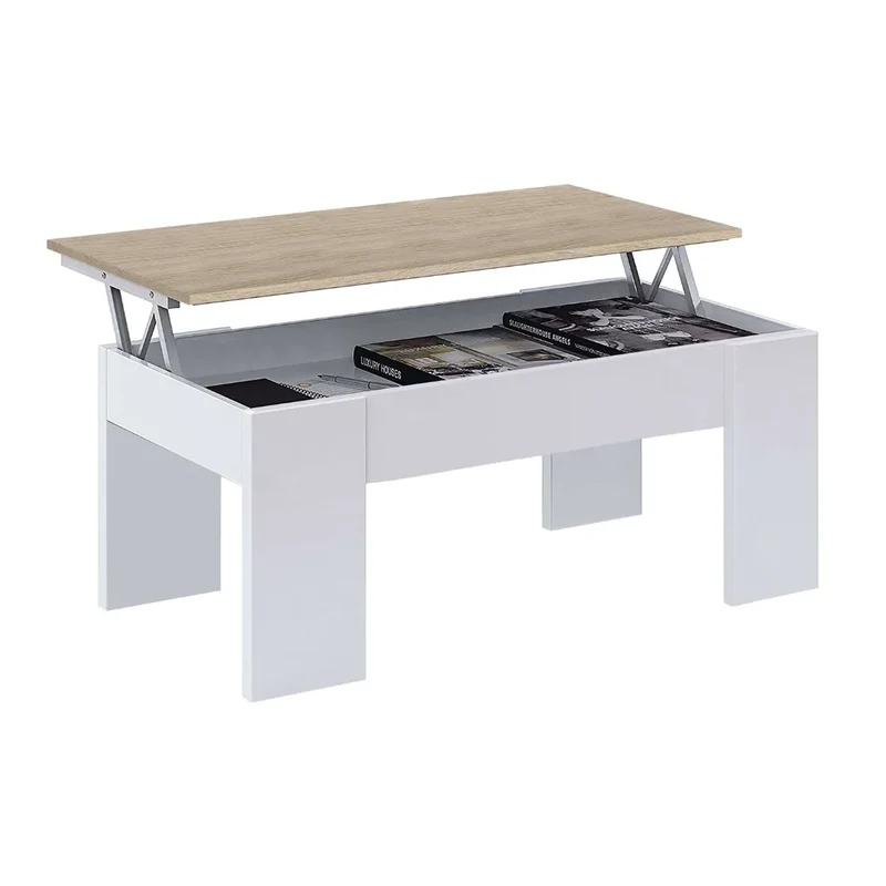 Tavolino da salone sollevabile | BIANCO/ ROVERE