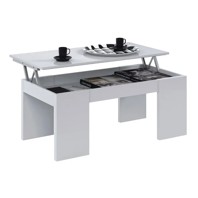 Tavolino da salone sollevabile | BIANCO/ CEMENTO