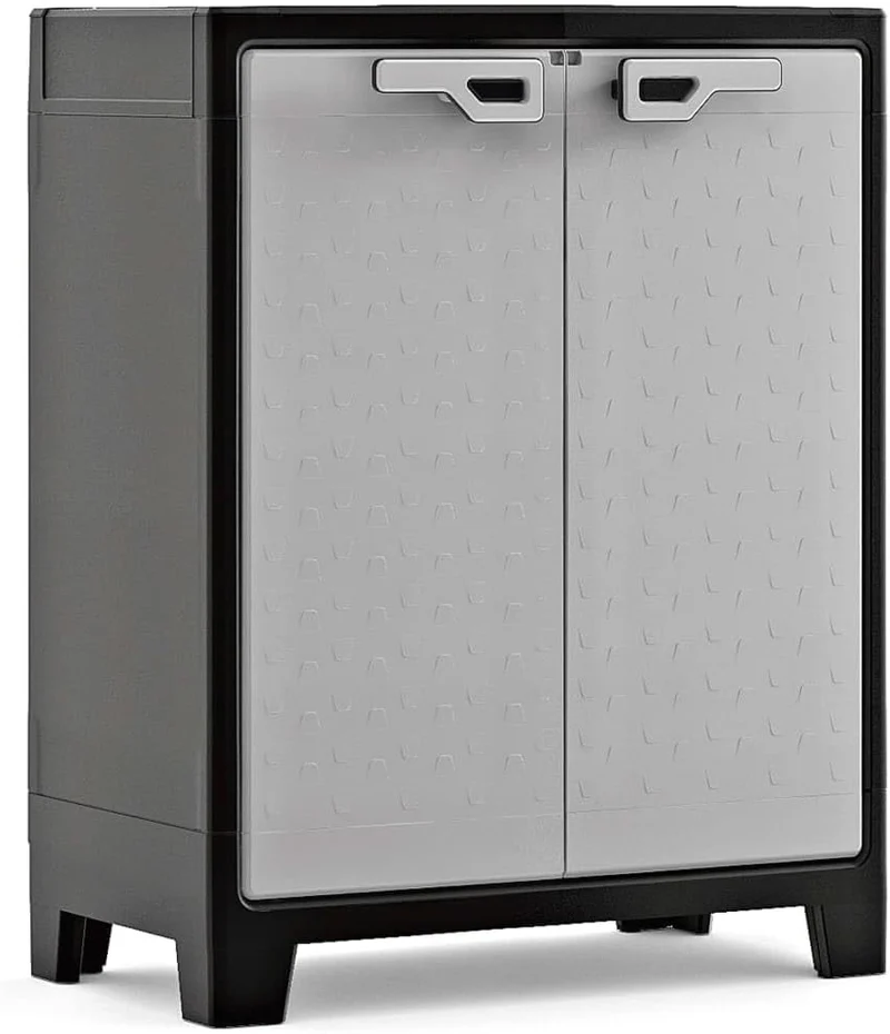 Armadio 2 Ripiani 80x44x100 cm Keter Titan Basso XL Grigio e Nero
