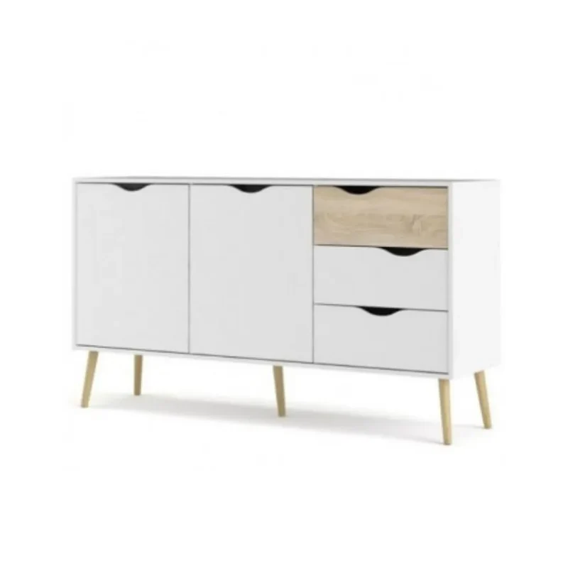 Credenza da salone bianca e legno | OSLO