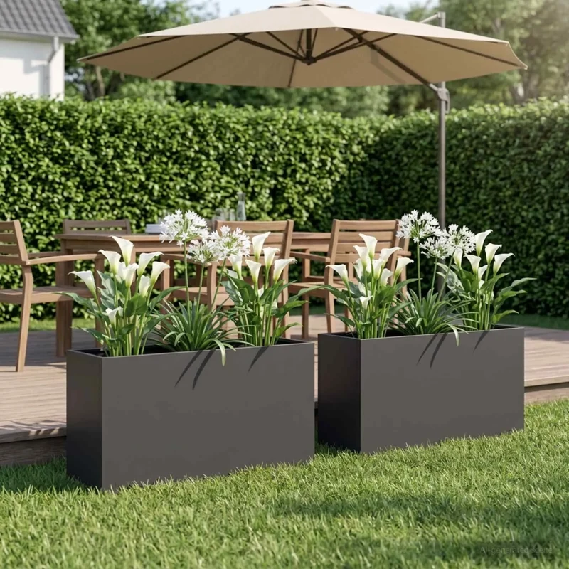 Vaso da giardino 2 pz Nero 100 x 30 x 50 cm 8005625