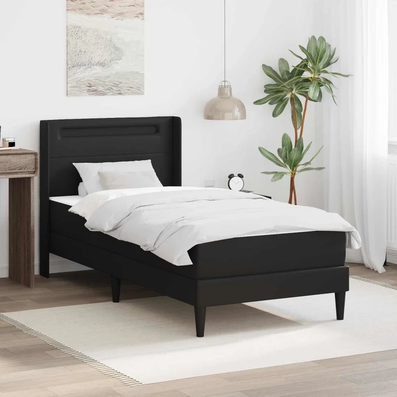 Struttura del letto con strisce LED Nero 90 x 190 cm Similpelle 3415280
