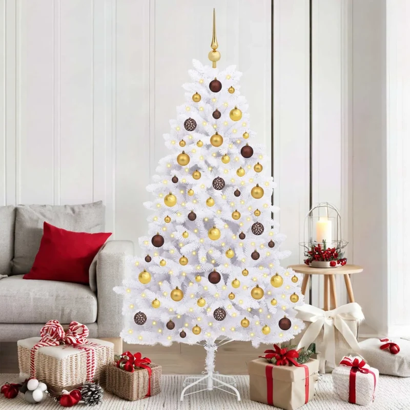 Albero di Natale artificiale 180 cm PVC e Acciaio Bianco 3210133