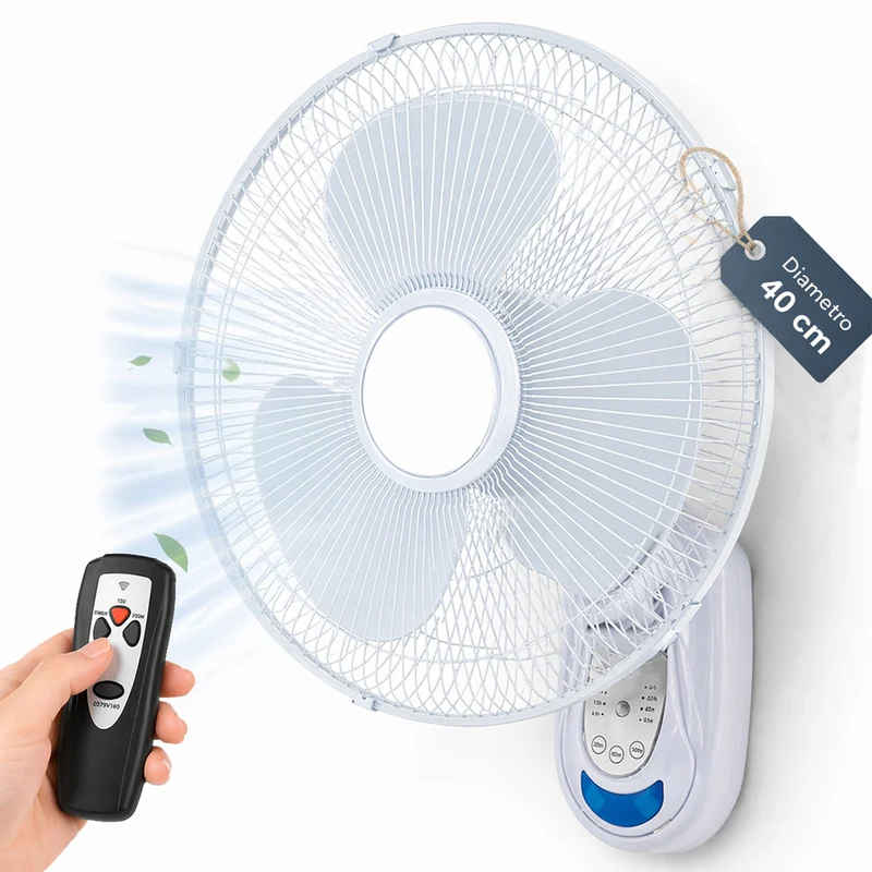 Ventilatore da Parete Bianco 40cm con Telecomando Installazione Muro Silenzioso