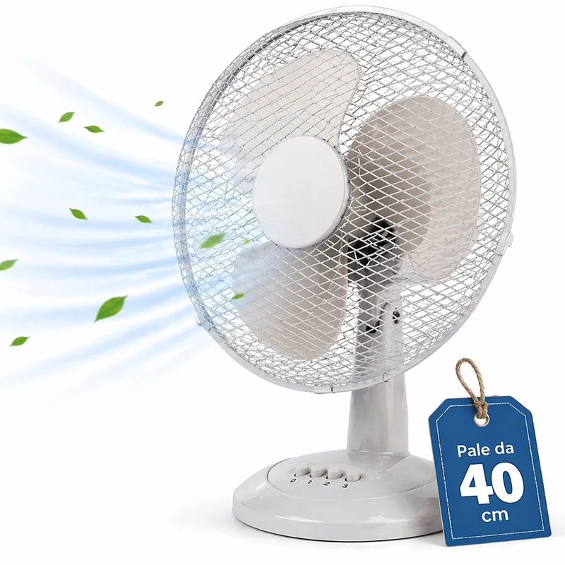 Ventilatore da Tavolo Autoportante Sabbia Potenza 45W Diametro 40cm 3 Velocità