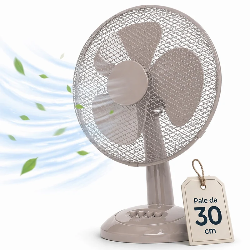 Ventilatore da Tavolo Diametro 30cm Potenza 35W Sabbia 3 Velocità Silenzioso