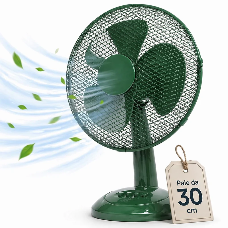 Ventilatore da Tavolo Diametro 30cm Potenza 35W Verde 3 Velocità Silenzioso