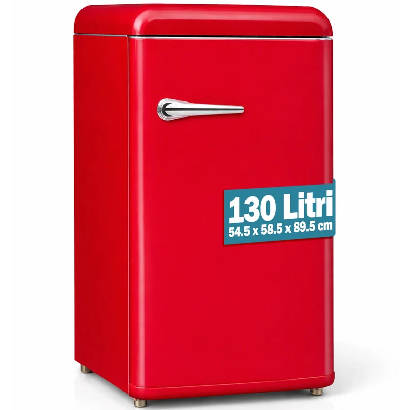 Frigorifero Monoporta Rosso 130 Litri Retrò Frigo Salvaspazio 54.5x58.5x89.5 cm