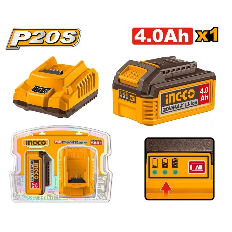 Kit Batteria 20V 4.0Ah + Caricabatteria 2A