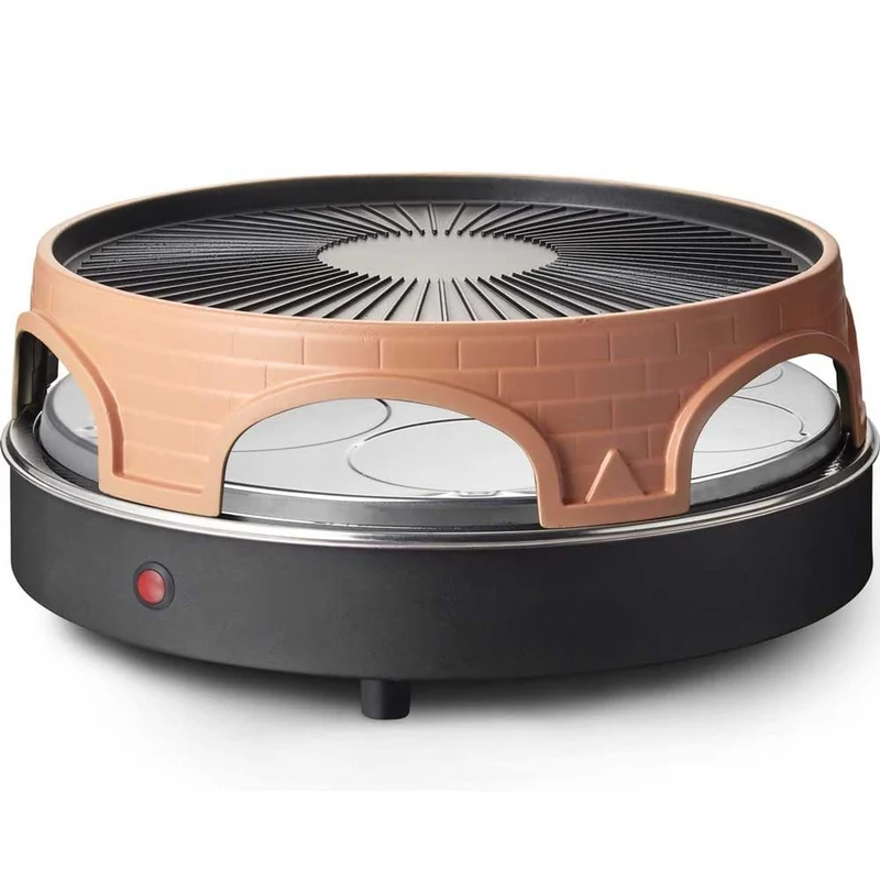Raclette Mini Forno Pizze Pizzette 6 Persone 1500W con Griglia Grill Allumino