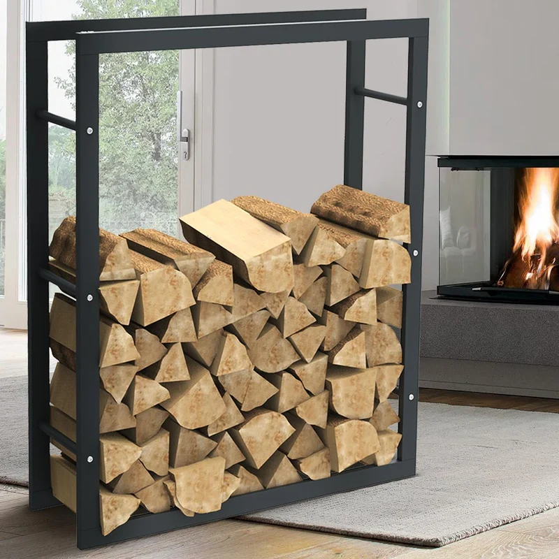 Portalegna Supporto Metallo Porta Legna Interno Legnaia Camino Stufa 100x80x25cm
