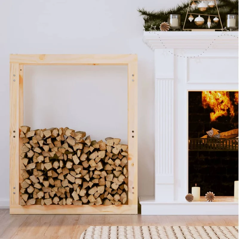 Portalegna 80x25x100 cm Portaceppi in Legno Massello di Pino