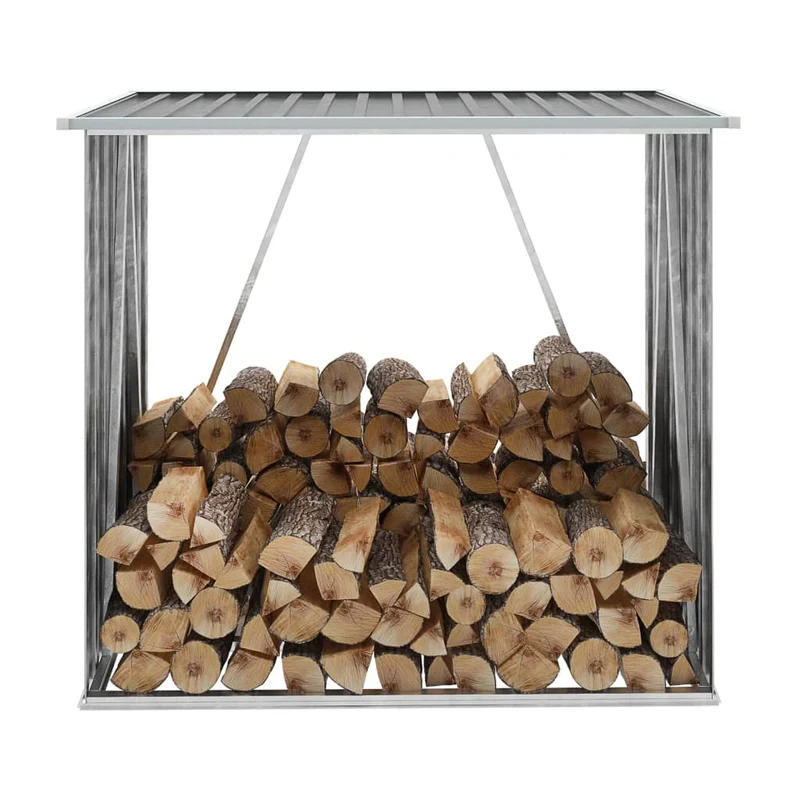 Portalegna Capannone da Giardino in Acciaio Zincato Grigio 163x83x154 cm