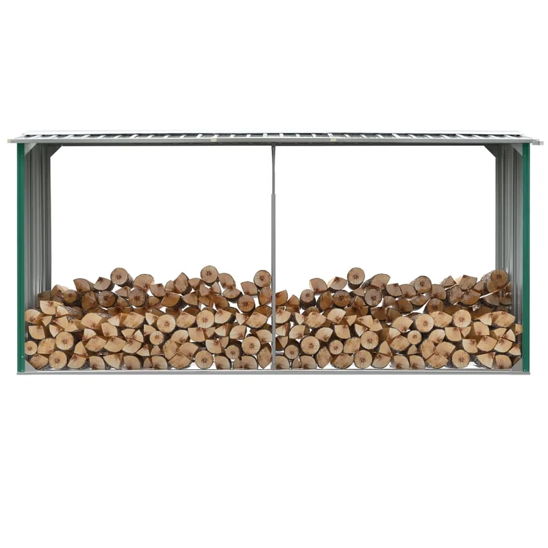 Portalegna Capannone da Giardino in Acciaio Zincato 330x92x153cm Verde