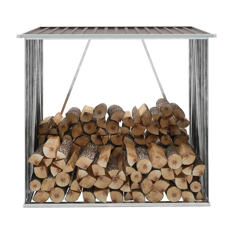 Portalegna Capannone da Giardino in Acciaio Zincato 163x83x154 cm Marrone