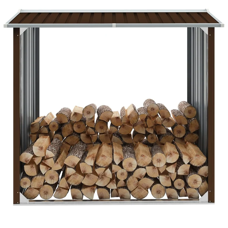 Portalegna Capannone in Acciaio Zincato 172x91x154 cm Marrone