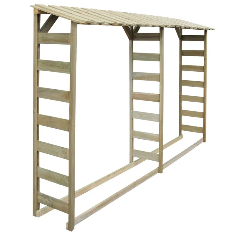 Doppio Portalegna da Esterno per Legname 300x44x176cm Legno Pino Impregnato
