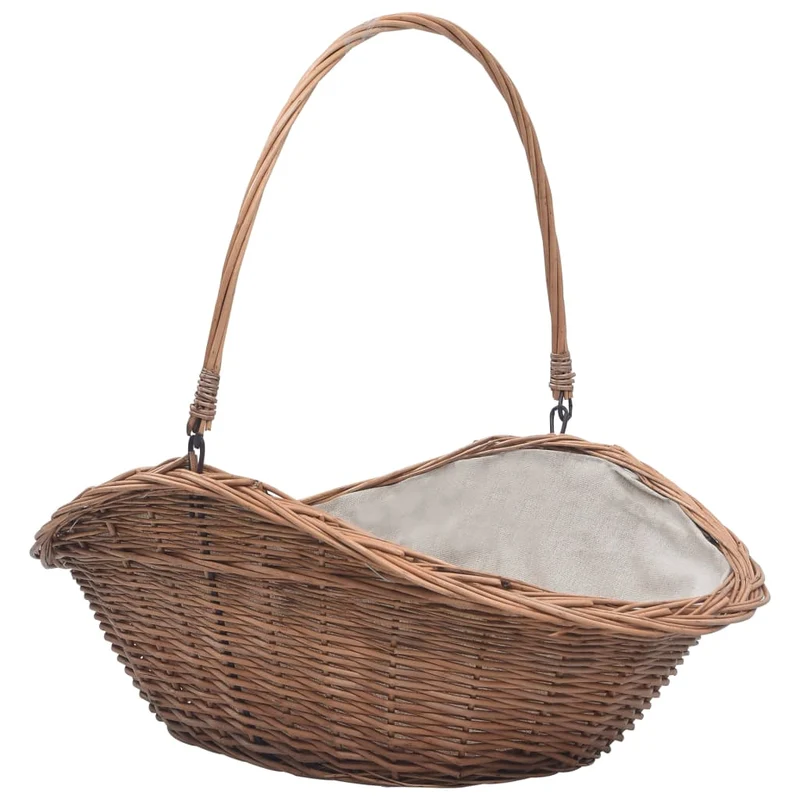 Cesta Portalegna da Ardere con Manico 60x44x55 cm Naturale in Salice
