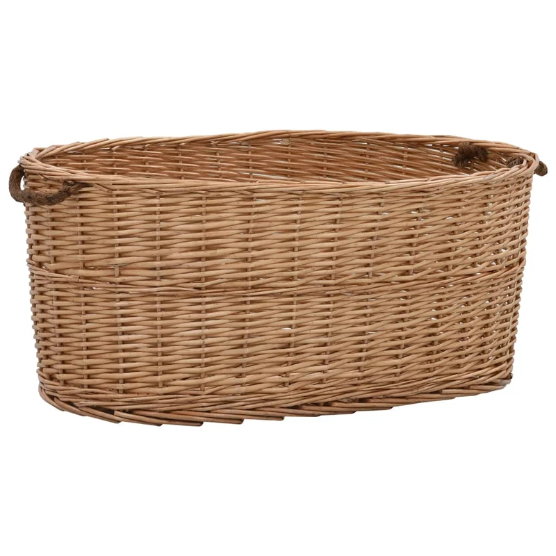 Cesta Porta Legna con Maniglie 78x54x34cm Salice Naturale