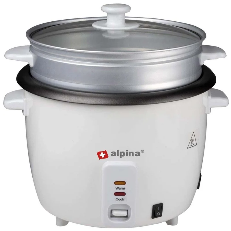 Cuociriso Elettrico 700W Risottiera con Vassoio Cottura Vapore Alpina 1,8 Lt
