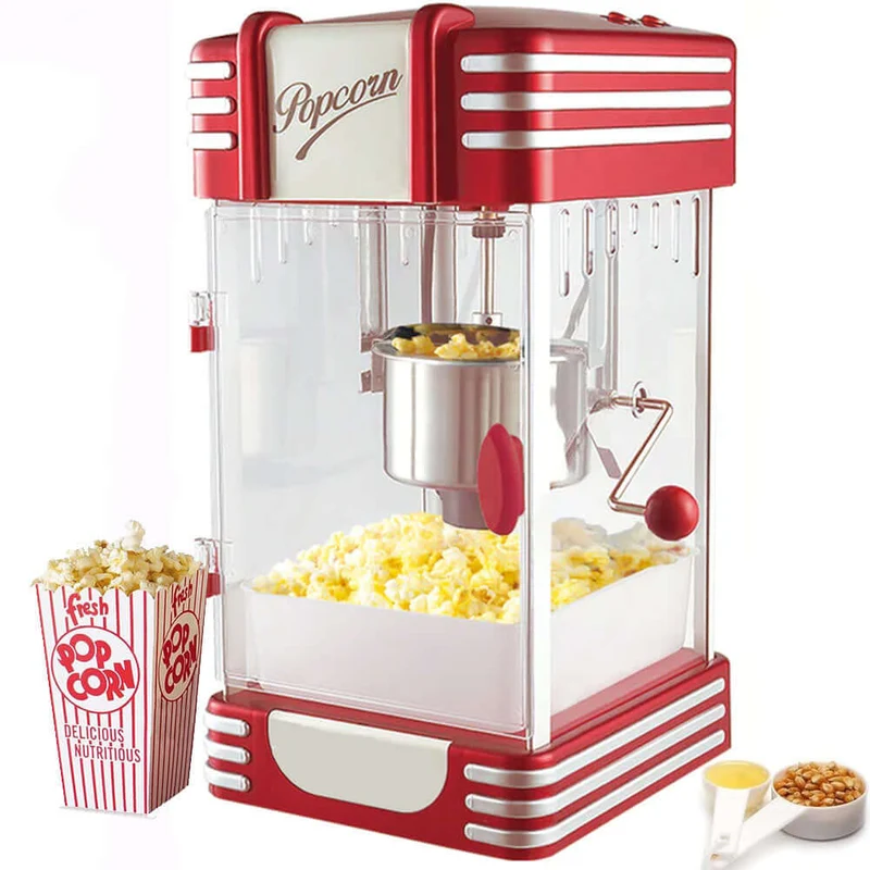 Macchina per Popcon XXL Retro 300W Stile Vintage con contenitore Acciaio Anni 50