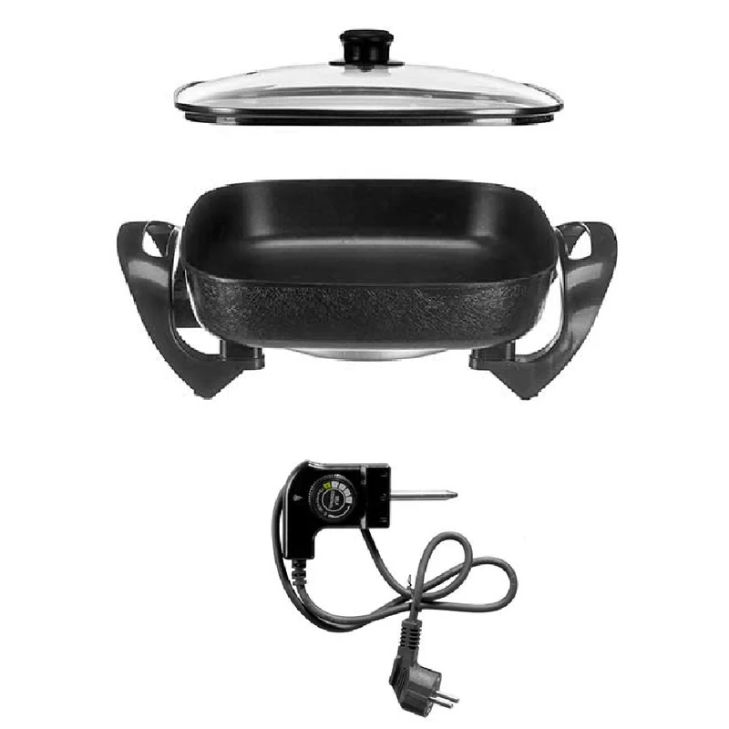 Padella Piastra Elettrica 1500W Antiaderente 30x30cm Pizza Paella Grill