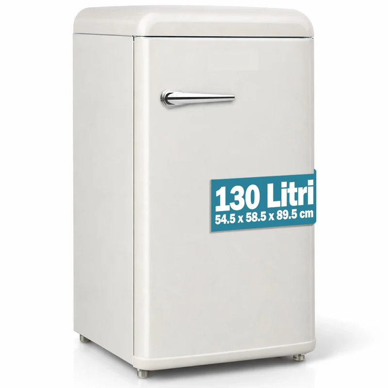 Frigorifero Monoporta Crema 130 Litri Retrò Frigo Salvaspazio 54.5x58.5x89.5 cm