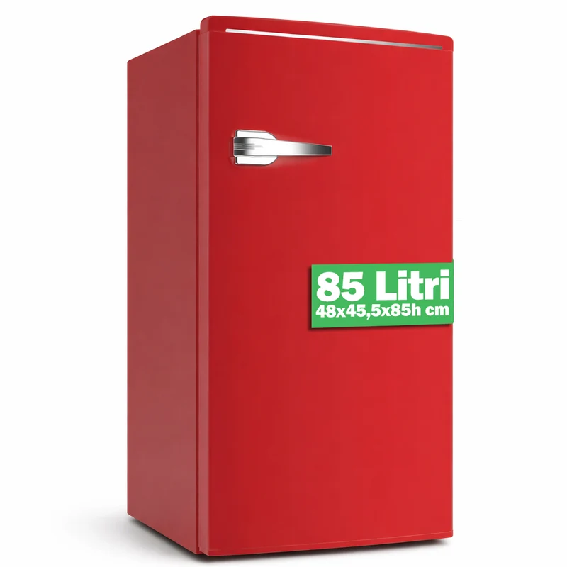 Frigorifero Monoporta Rosso Retrò Salvaspazio 85L Frigo da Casa Ufficio 48x85cm