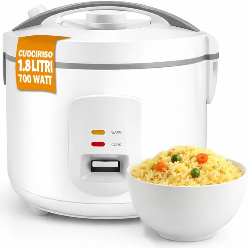 Cuociriso Elettrico Compatto 1.8 Litri con Cottura Automatica Sana e Veloce 700W