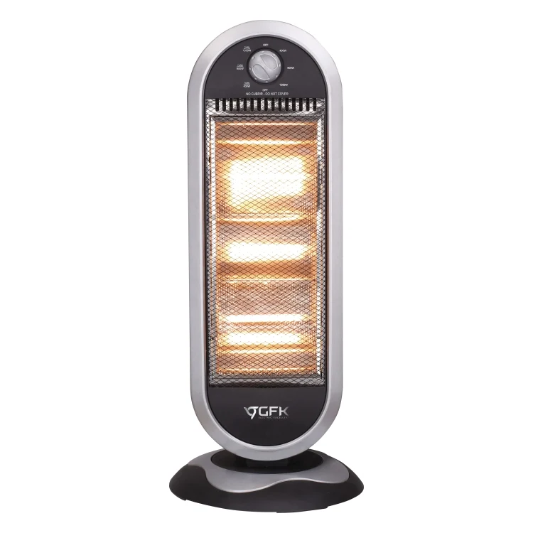Stufa Elettrica Oscillante 1200W 3 Elementi Alogena Basso Consumo 31x31 H 71cm