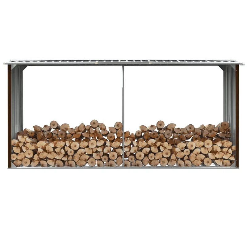 Portalegna da Giardino in Acciaio Zincato Capannone 330x92x153cm Marrone