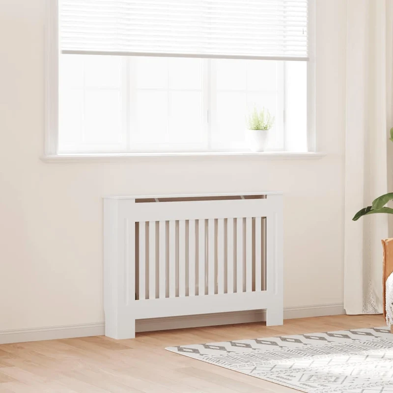 Armadietto Copritermosifone in MDF Bianco 112 cm Design Moderno