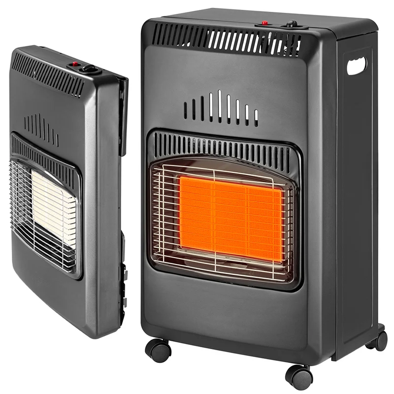 Stufa a Gas Pieghevole Bombola GPL Slim 15 Kg In Metallo Nero 3 Potenze 4 Ruote