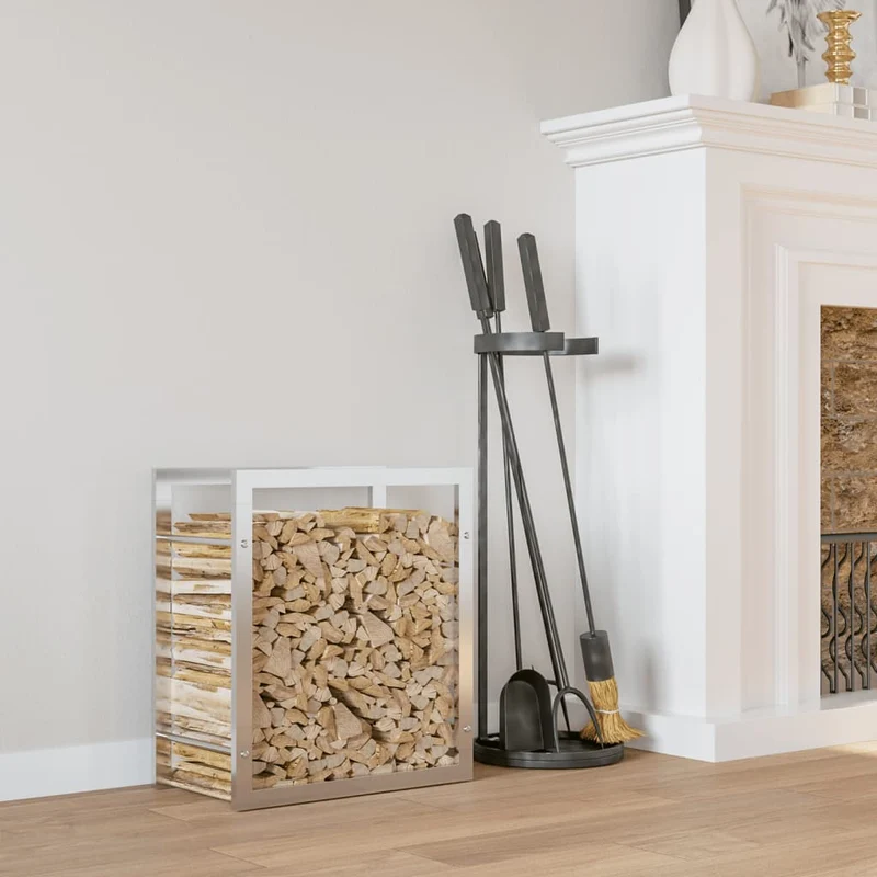Portalegna 50x28x56 cm Portaceppi in Acciaio Inossidabile