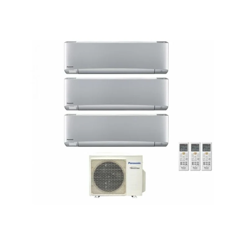 Condizionatore Panasonic trial split inverter Etherea Silver R-32 Wi-FI con Econavi 9000+9000+18000 Con CU-3Z68TBE